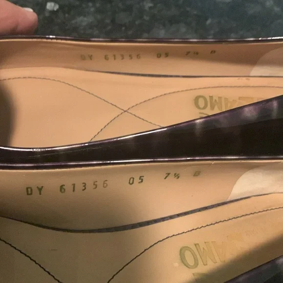 FERRAGAMO Tortoise/Animal Patent & Lizard Embossed cap Ballerina Flat sz… - Picture 5 of 14